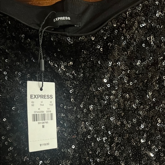 NWT Express Black Sequin Flare Pants - Picture 3 of 4